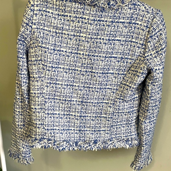Dalia Blue and White Tweed Jacket Size Small - Picture 2 of 3